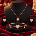ANNIAURA gold-tone AD heart pendant earrings and bracelet jewellery set