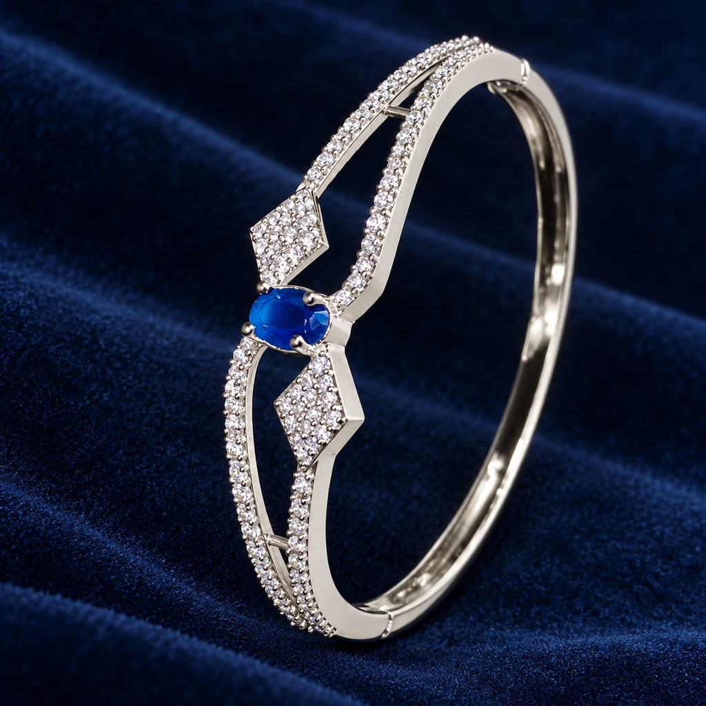ANNIAURA silver-tone AD statement kada bracelet in blue