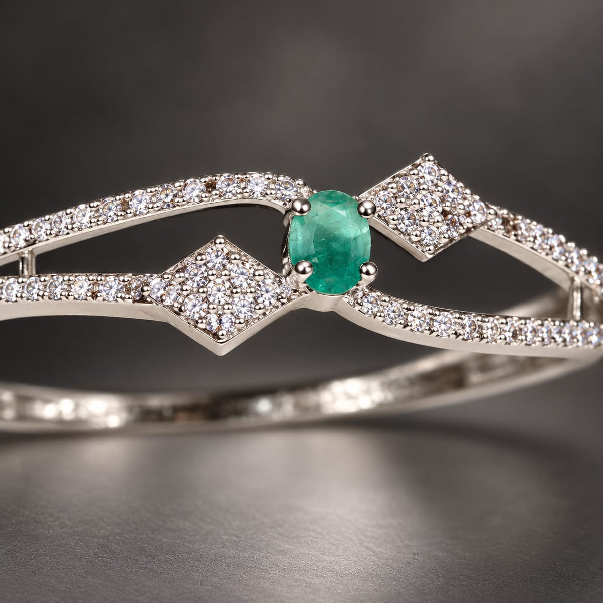 ANNIAURA silver-tone AD statement kada bracelet in green
