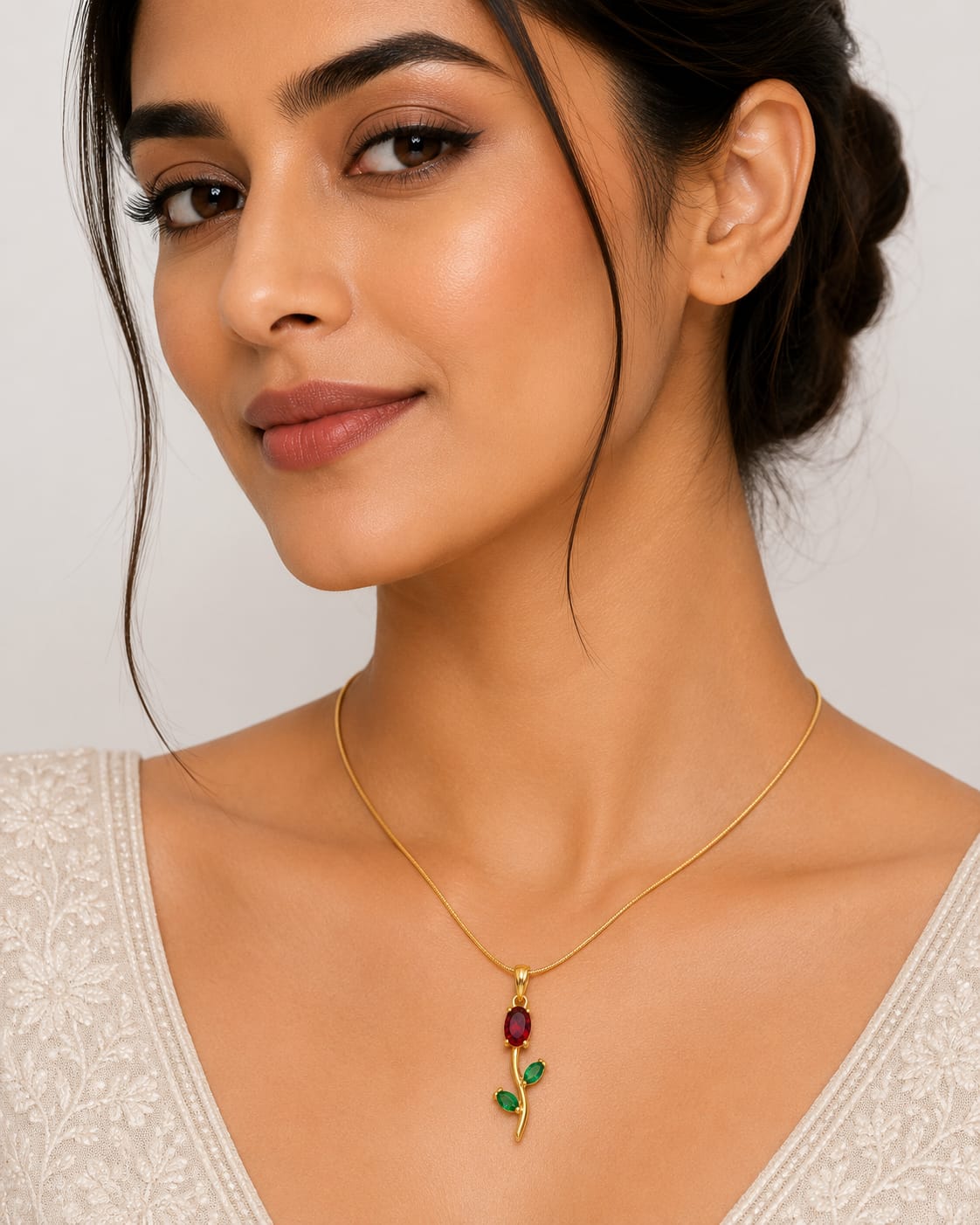 Ruby Vine Pendant Necklace