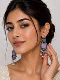 Elegant Purple Stone Oxidised Earrings