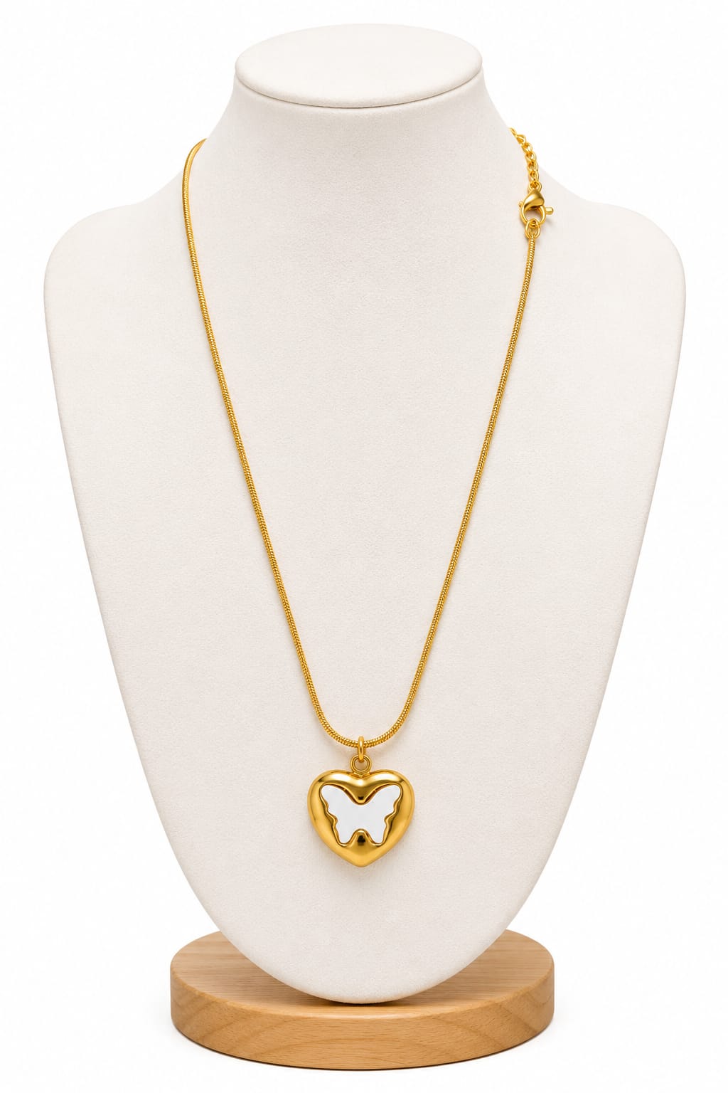 ANNIAURA Gold-Tone Heart & Butterfly Pendant Necklace