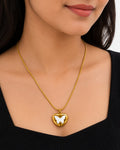 ANNIAURA Gold-Tone Heart & Butterfly Pendant Necklace