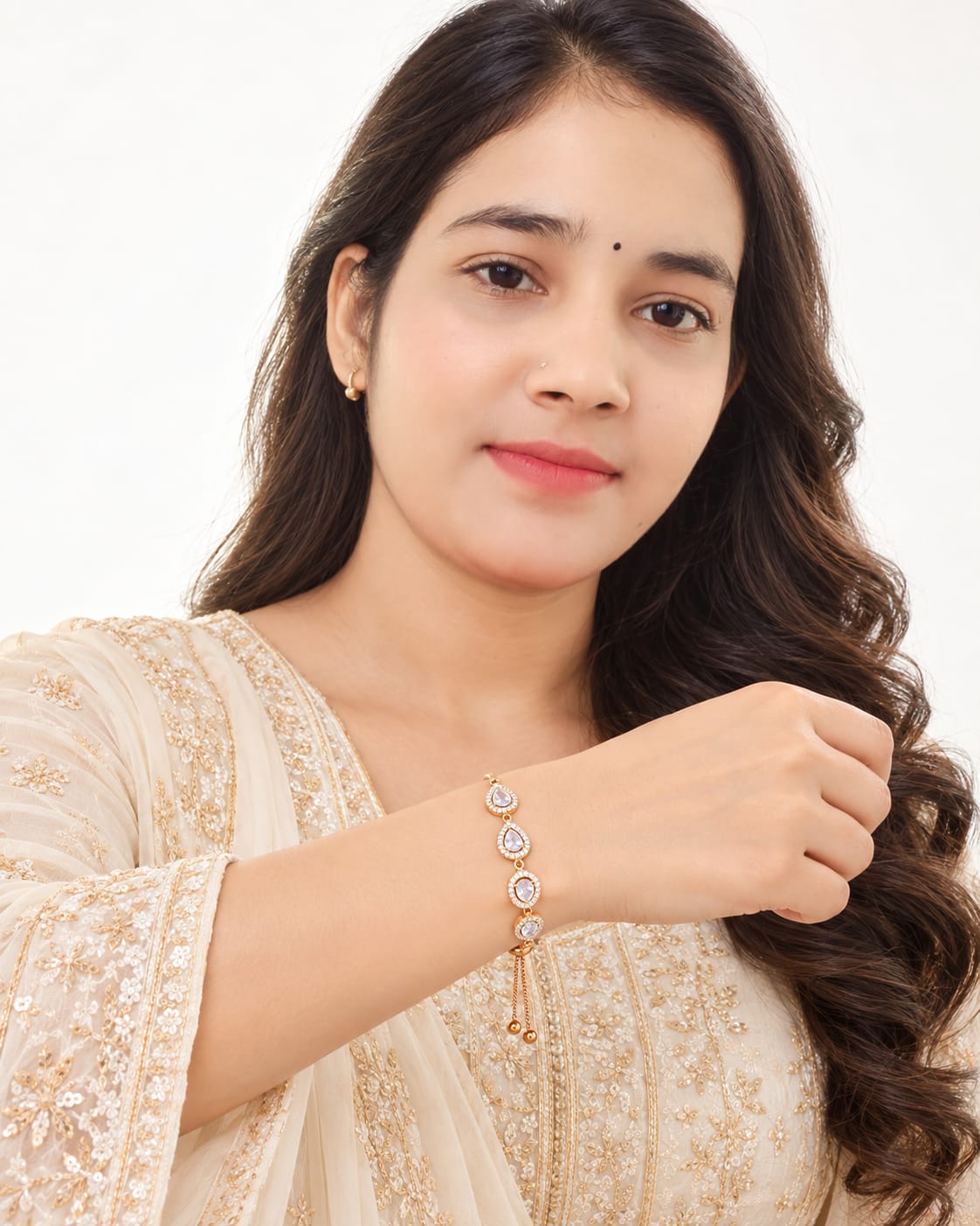 AD Teardrop Adjustable Bracelet Rose Gold-Tone | ANNIAURA