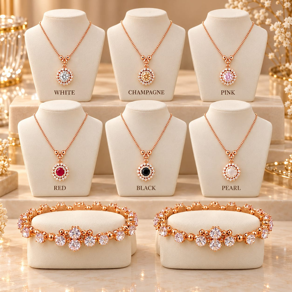 Gold-Tone Pendant & Double Bracelet Combo Set