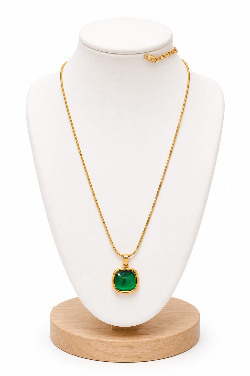 Emerald Green Square Pendant Necklace