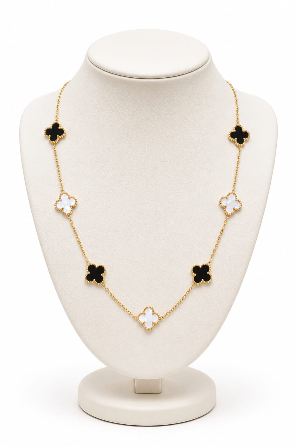 Black & White Clover Link Necklace