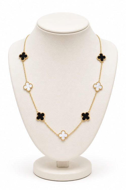Black & White Clover Link Necklace