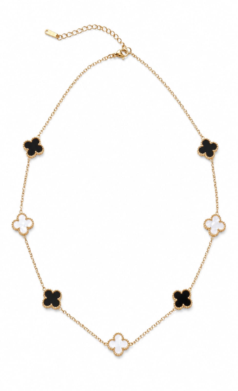Black & White Clover Link Necklace