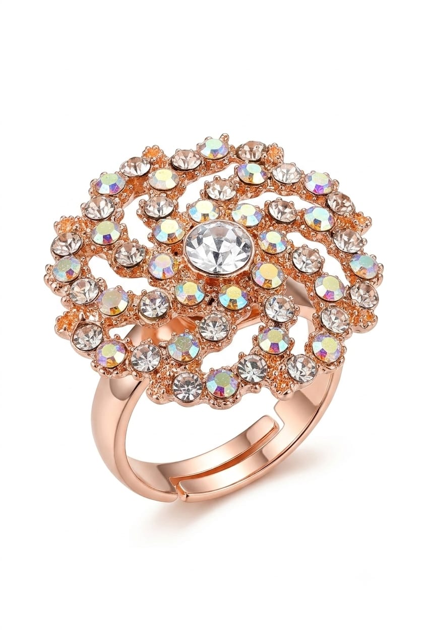 Rose Gold Crystal Statement Ring