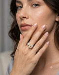 Gold Tone Heart Shaped Crystal Statement Ring