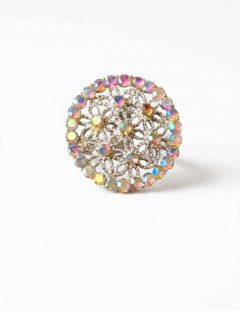 Multicolor Crystal Adjustable Statement Ring