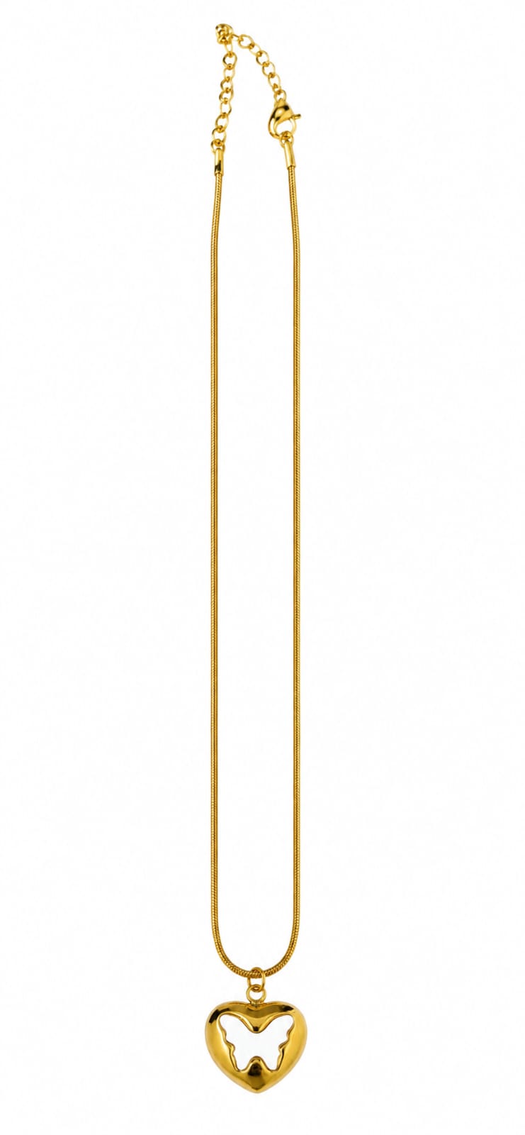 ANNIAURA Gold-Tone Heart & Butterfly Pendant Necklace