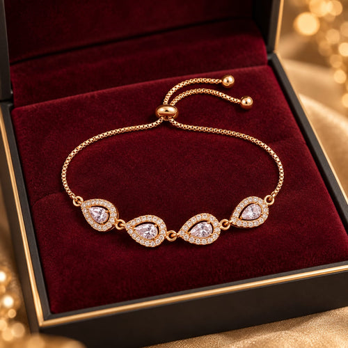 AD Teardrop Adjustable Bracelet Rose Gold-Tone | ANNIAURA