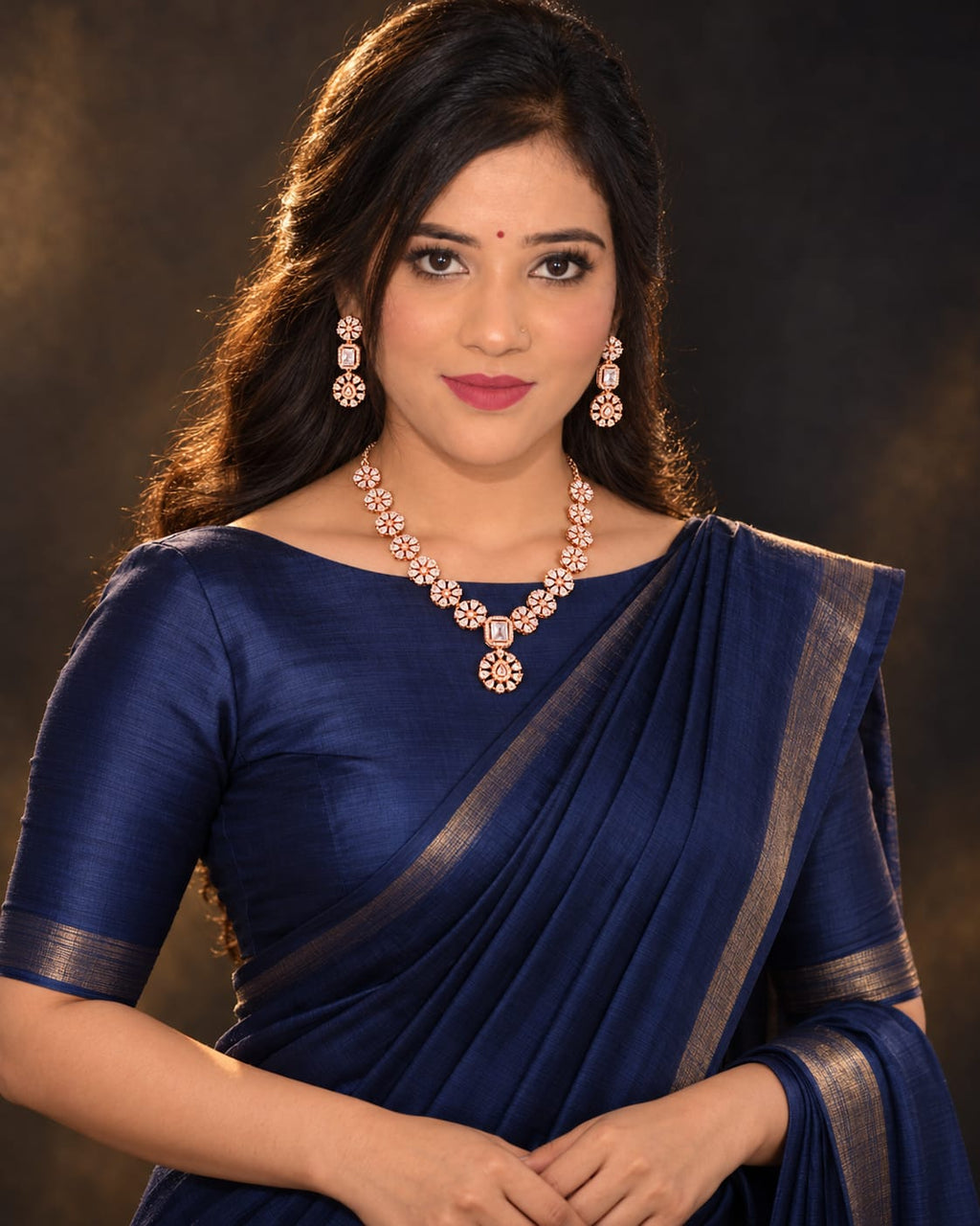 AD Floral Statement Necklace & Earrings Set | ANNIAURA