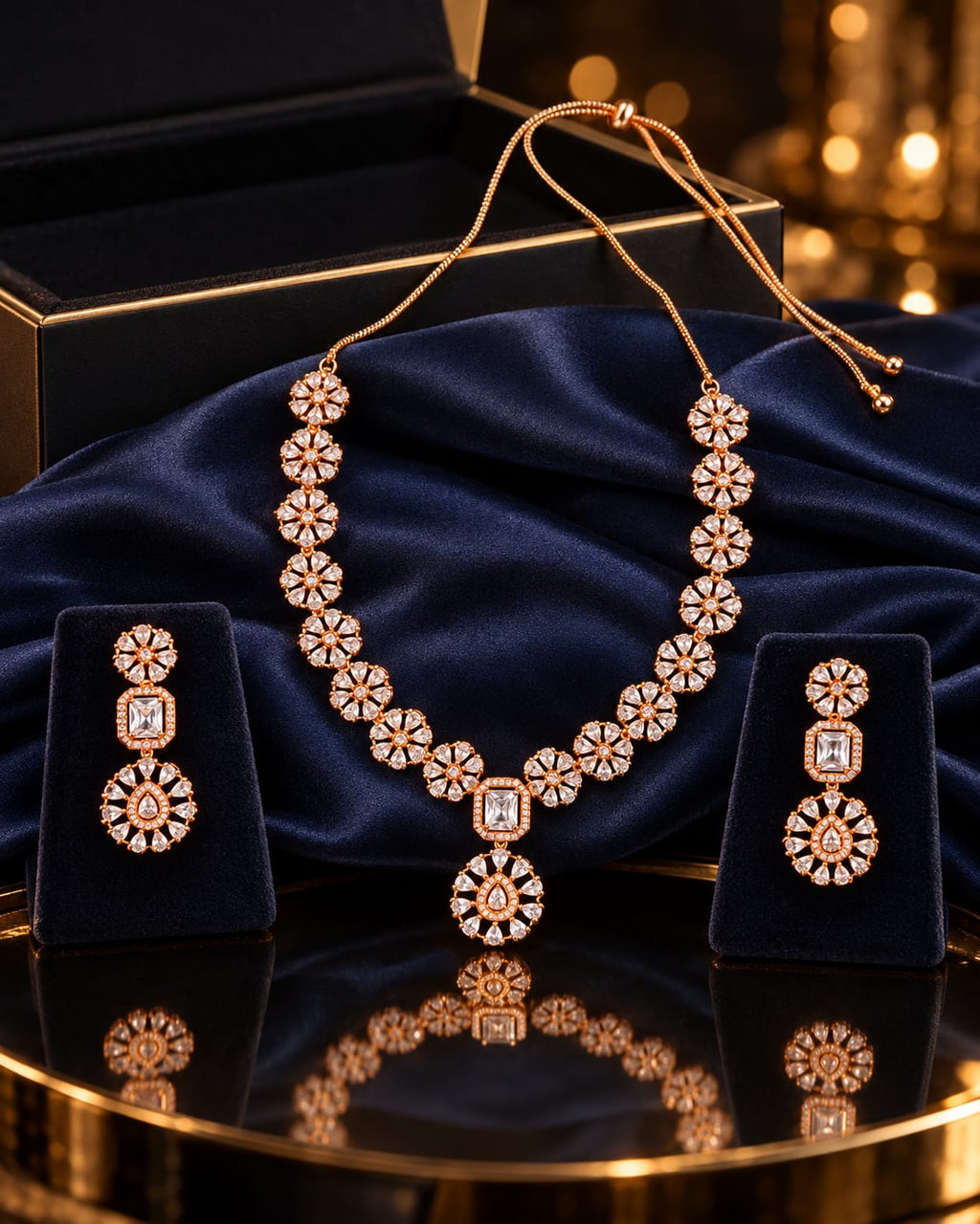 AD Floral Statement Necklace & Earrings Set | ANNIAURA
