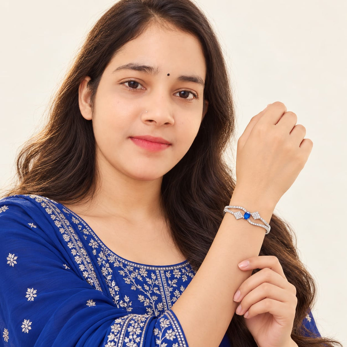 Silver-Tone AD Statement Kada Bracelet