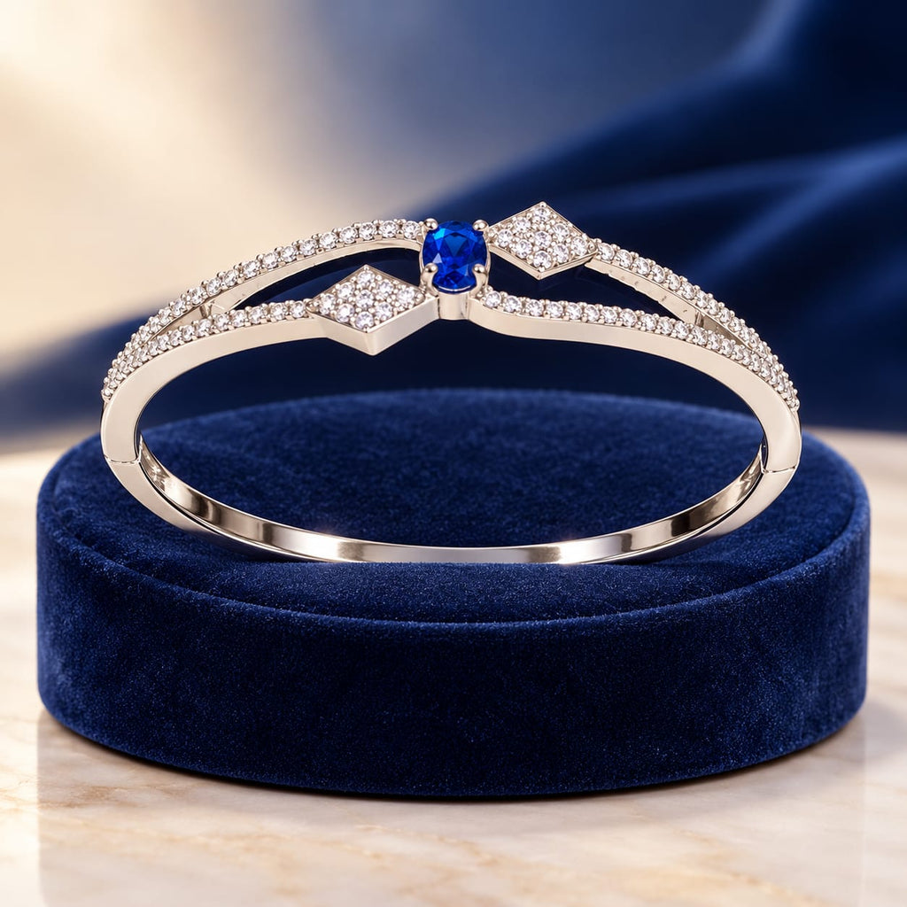 ANNIAURA silver-tone AD statement kada bracelet in blue
