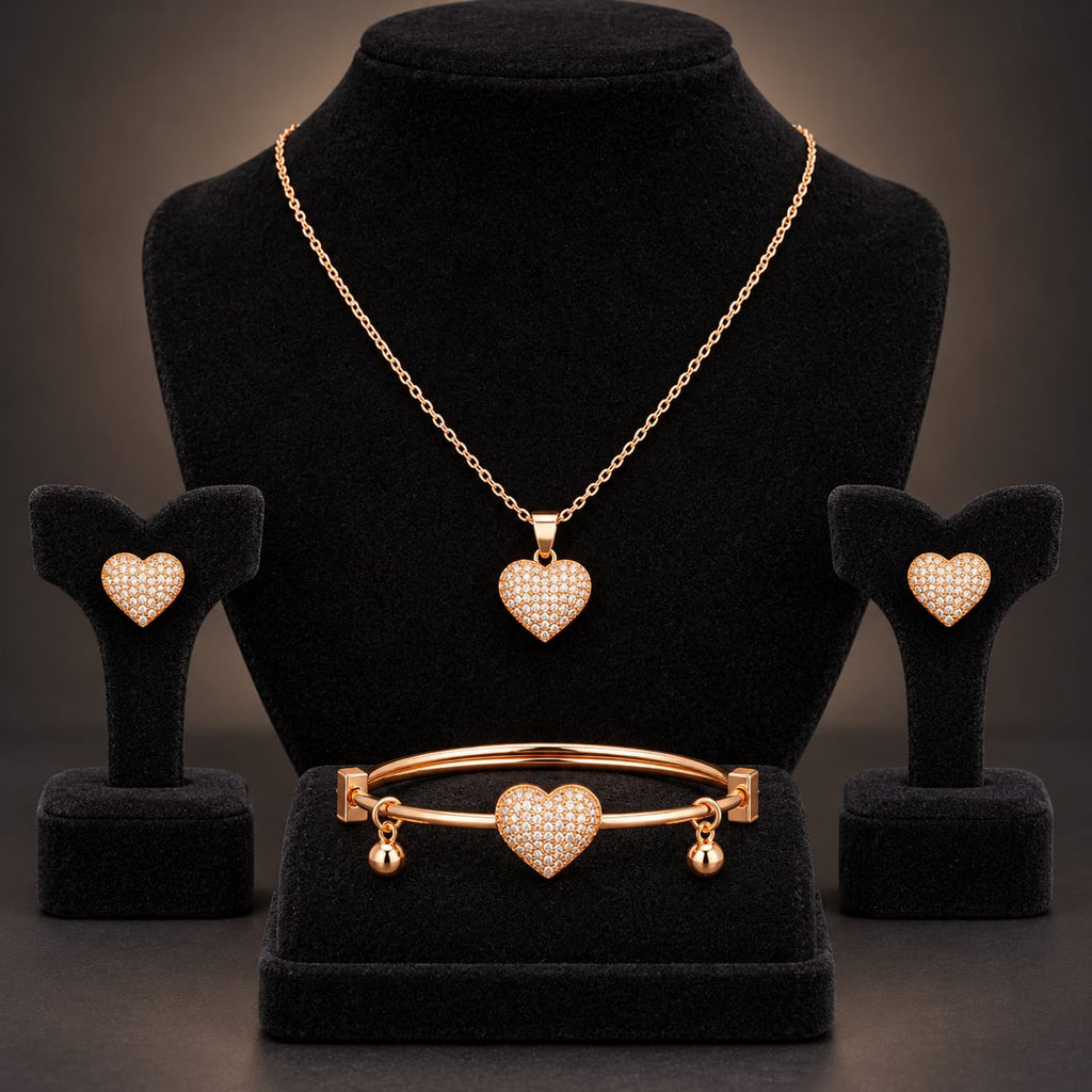 ANNIAURA gold-tone AD heart bracelet for women