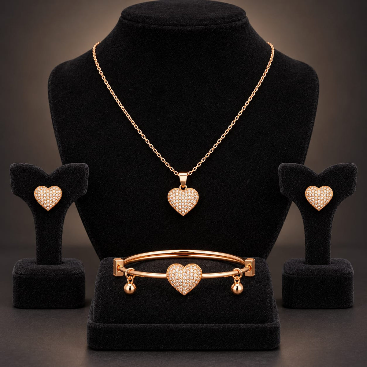 ANNIAURA gold-tone AD heart bracelet for women