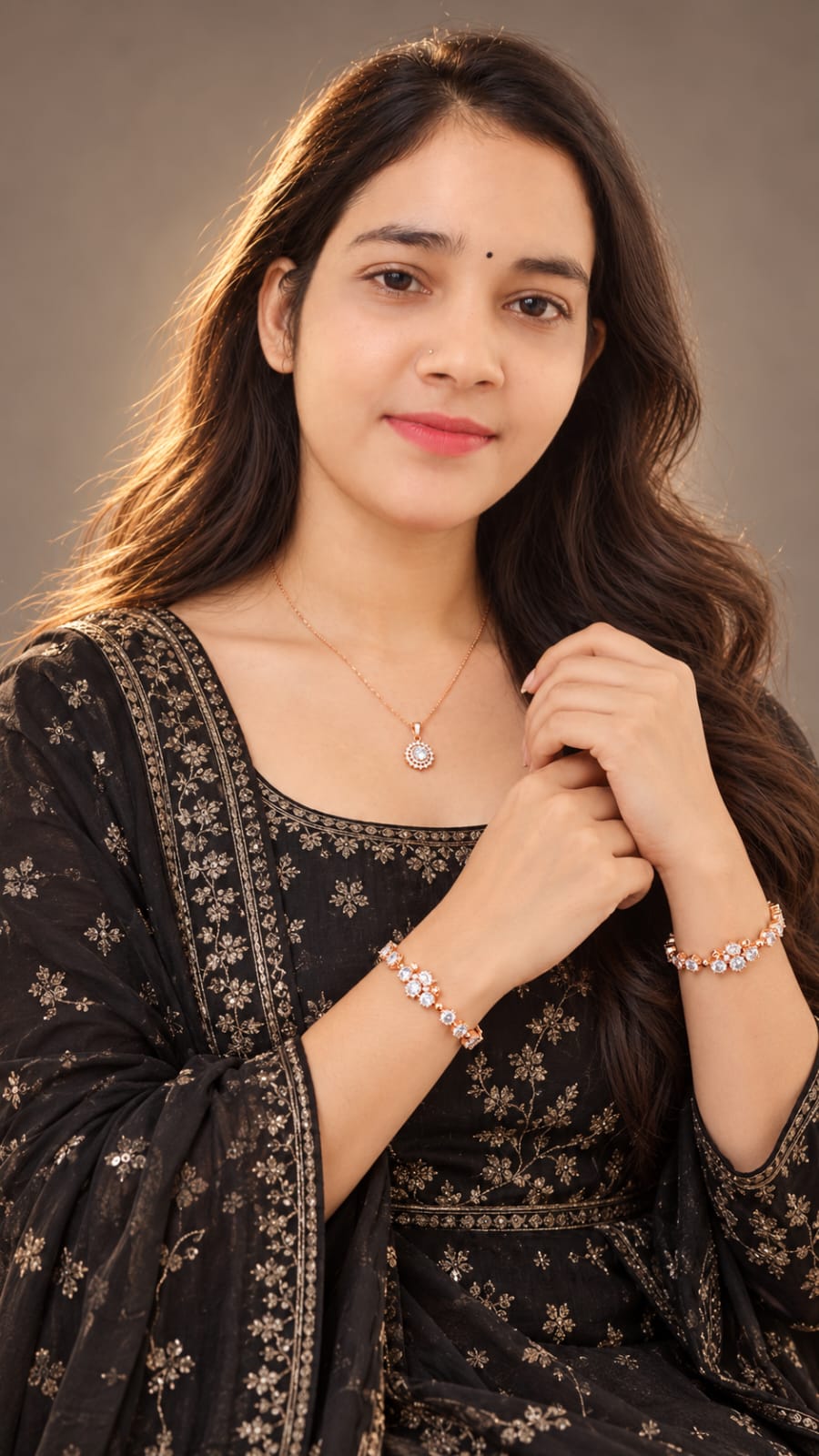 Gold-Tone Pendant & Double Bracelet Combo Set